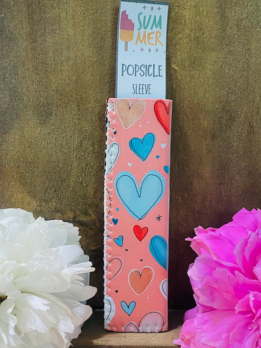 Freeze pop sleeve Pink with Hearts