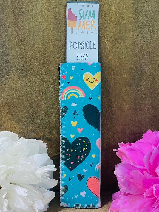 Freeze pop sleeve Blue with Hearts