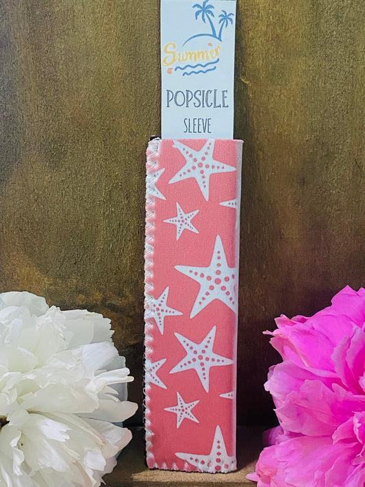 Freeze pop sleeve Pink with starfish