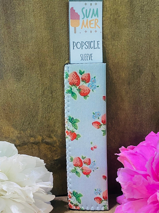 Freeze pop sleeve Strawberries on white