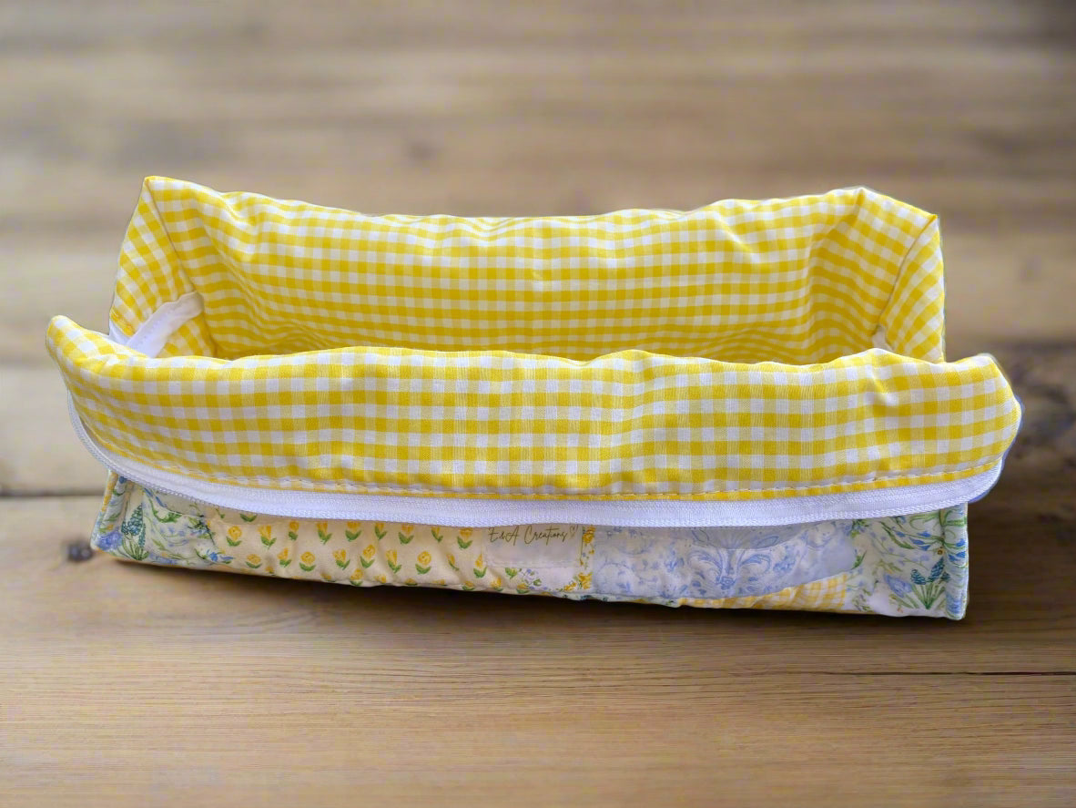 Yellow and Blue Floral Picnic Hair Tool Bag