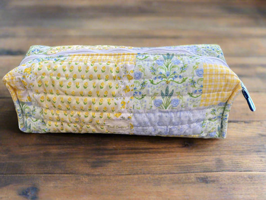 Yellow and Blue Floral Picnic Hair Tool Bag