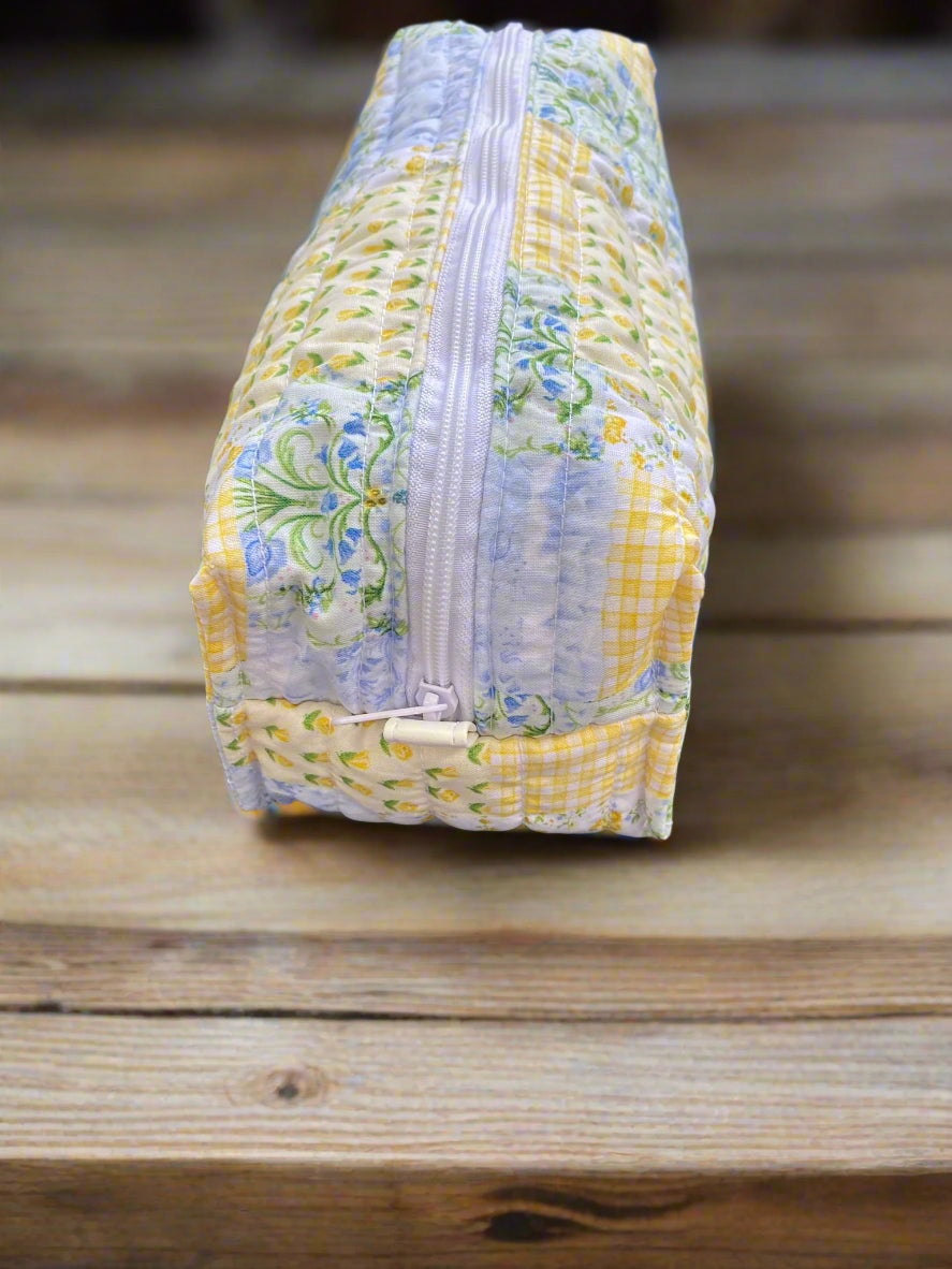 Yellow and Blue Floral Picnic Hair Tool Bag
