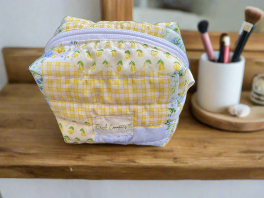 Yellow and Blue Floral Picnic Mini Make up bag