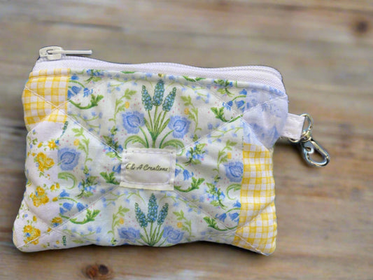 Yellow and Blue Floral Picnic Key Chain Wallet