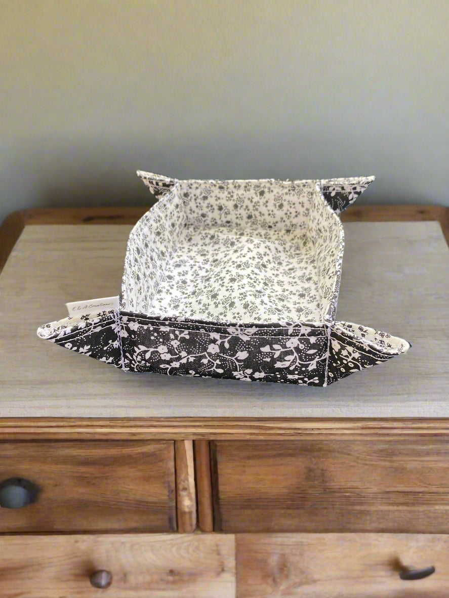 Black & White Floral Fabric tray