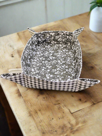 Black and white Floral/ Gingham Fabric Tray