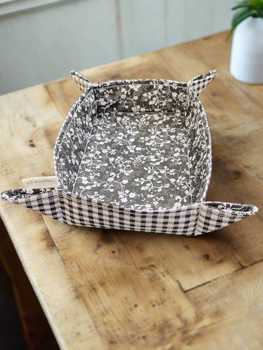 Black and white Floral/ Gingham Fabric Tray