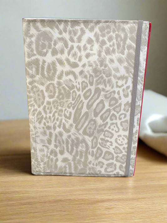Grey and white Leopard Notepad cover with pen and 5x7 Jr Legal pad