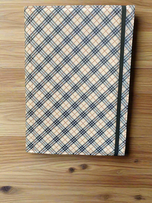 Plaid Notepad cover with 5x7 jr legal pad and pen